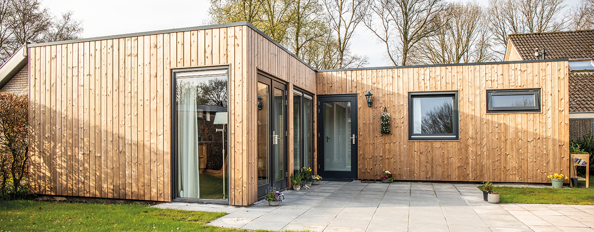 Volledig zicht op de mantelzorgwoning in Diever